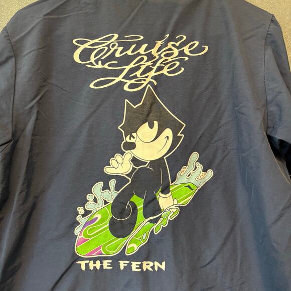 Cruise Life Nola x LA The Fern Windbreaker Felix Cat Jacket Button Double Sided - Picture 2 of 14